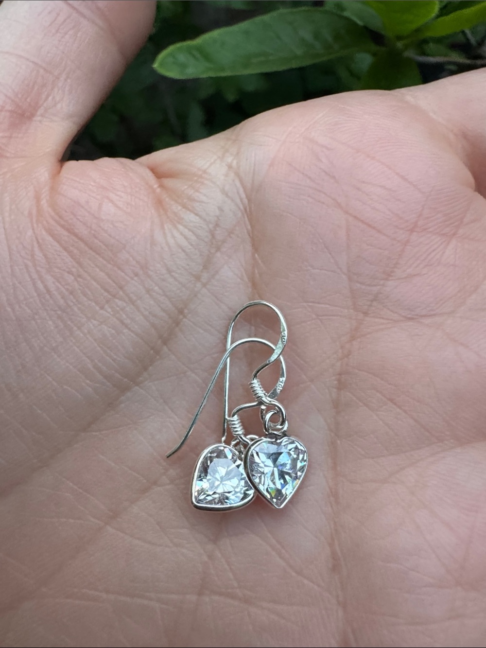 Vintage Sterling Silver Heart Drop Earrings - Stamped 925